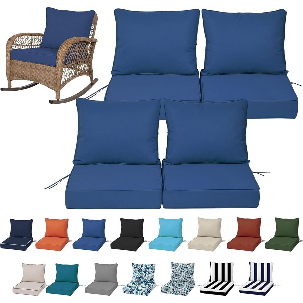 Outdoor Furniture For Patio - مجموعة من 4 وسائد مقاعد عميقة