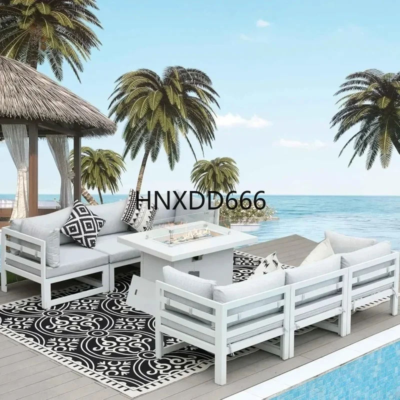 Outdoor Furniture Set With Fire Pit - طقم جلوس خارجي من الألومنيوم مكون