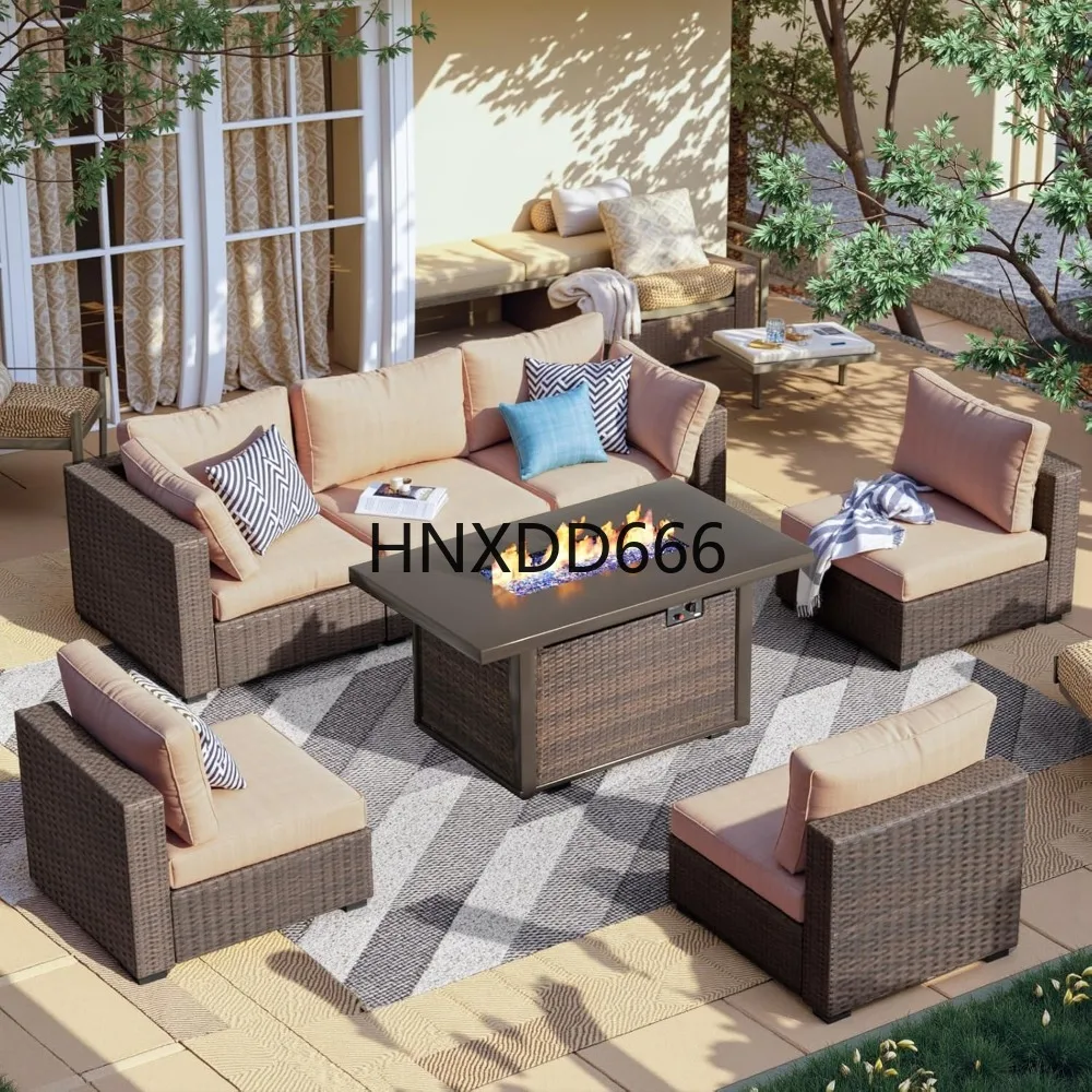 Outdoor Furniture Set With Fire Pit - طقم أثاث فناء مكون من 7