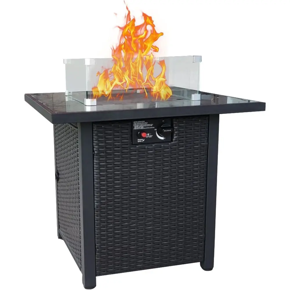 Outdoor Furniture Set With Fire Pit - طقم أثاث خارجي من الخوص، أريكة