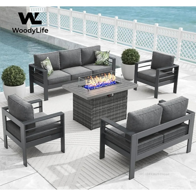 طقم أثاث حدائق حديث من الألومن - مراجعة Outdoor Furniture Set With Fire Pit وسعره