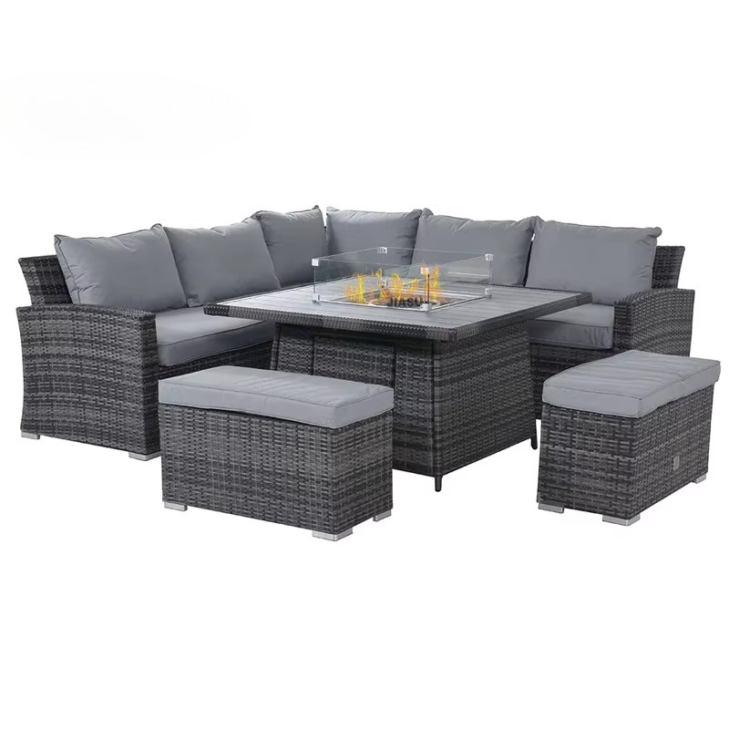 أثاث حدائق عصري فاخر، طقم أريك - مراجعة Outdoor Furniture Set With Fire Pit وسعره