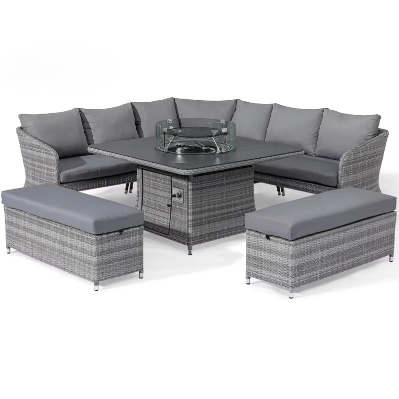 أثاث حدائق عصري فاخر، طقم أريك - مراجعة Outdoor Furniture Set With Fire Pit وسعره