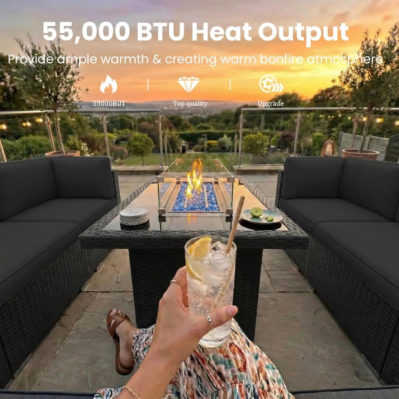 طقم أريكة من 8 قطع مصنوع من ال - مراجعة Outdoor Furniture Set With Fire Pit وسعره