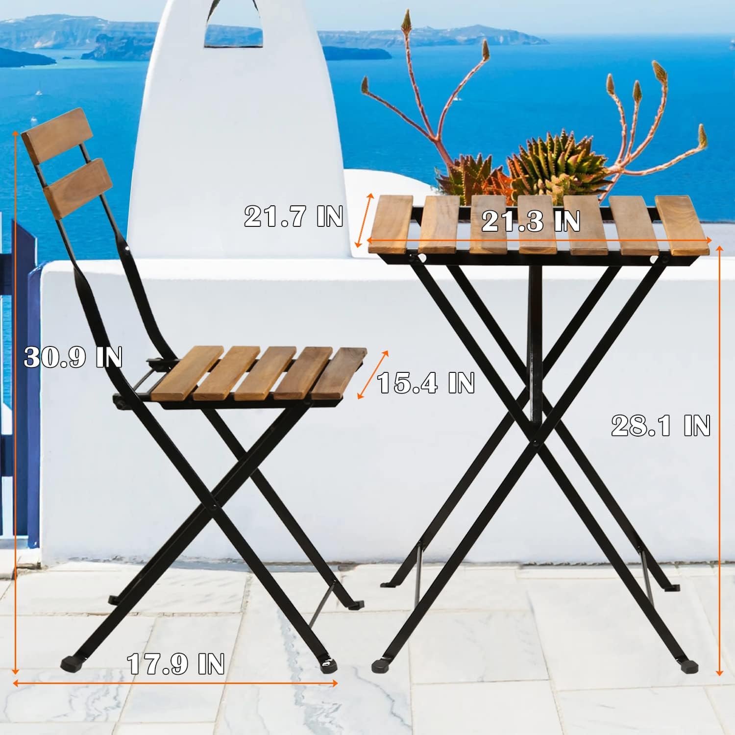 طقم بيسترو خشبي طبيعي قابل للط - مراجعة Outdoor Furniture For Patio وسعره