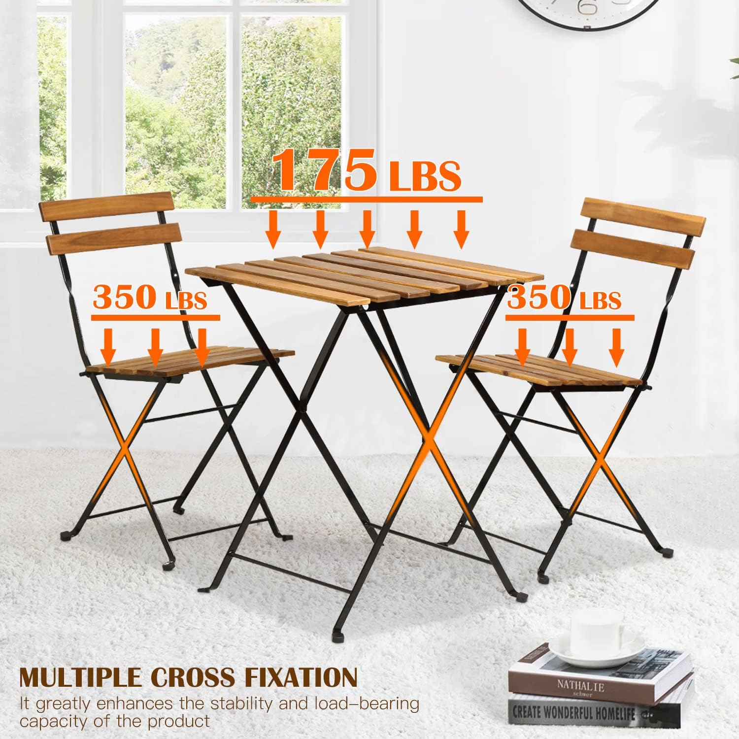 طقم بيسترو خشبي طبيعي قابل للط - مراجعة Outdoor Furniture For Patio وسعره