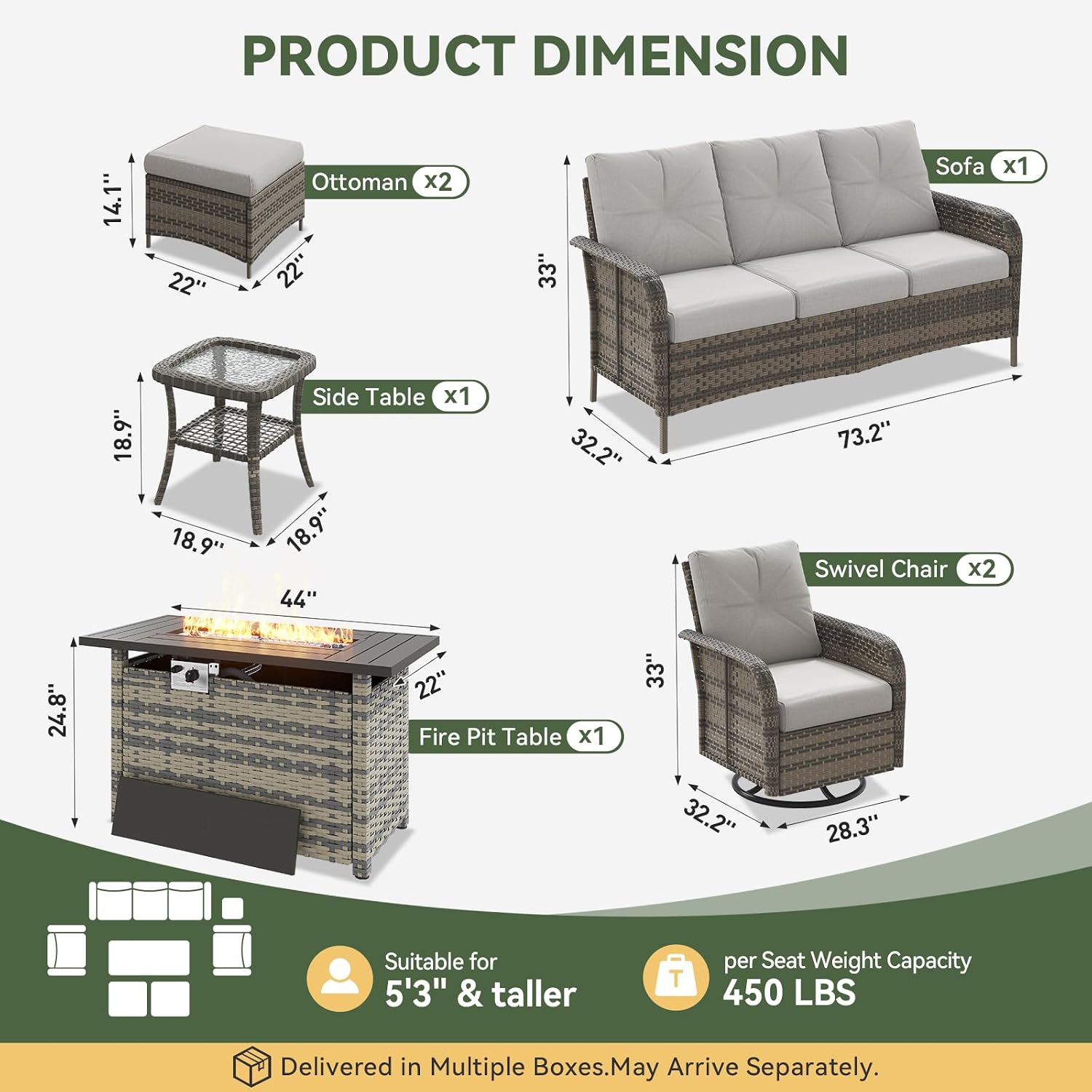 طقم أثاث خارجي من الخوص مكون م - مراجعة Outdoor Furniture Set With Fire Pit وسعره